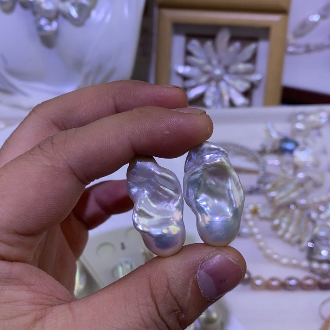 ***淡水珍珠耳钉银S925镶嵌