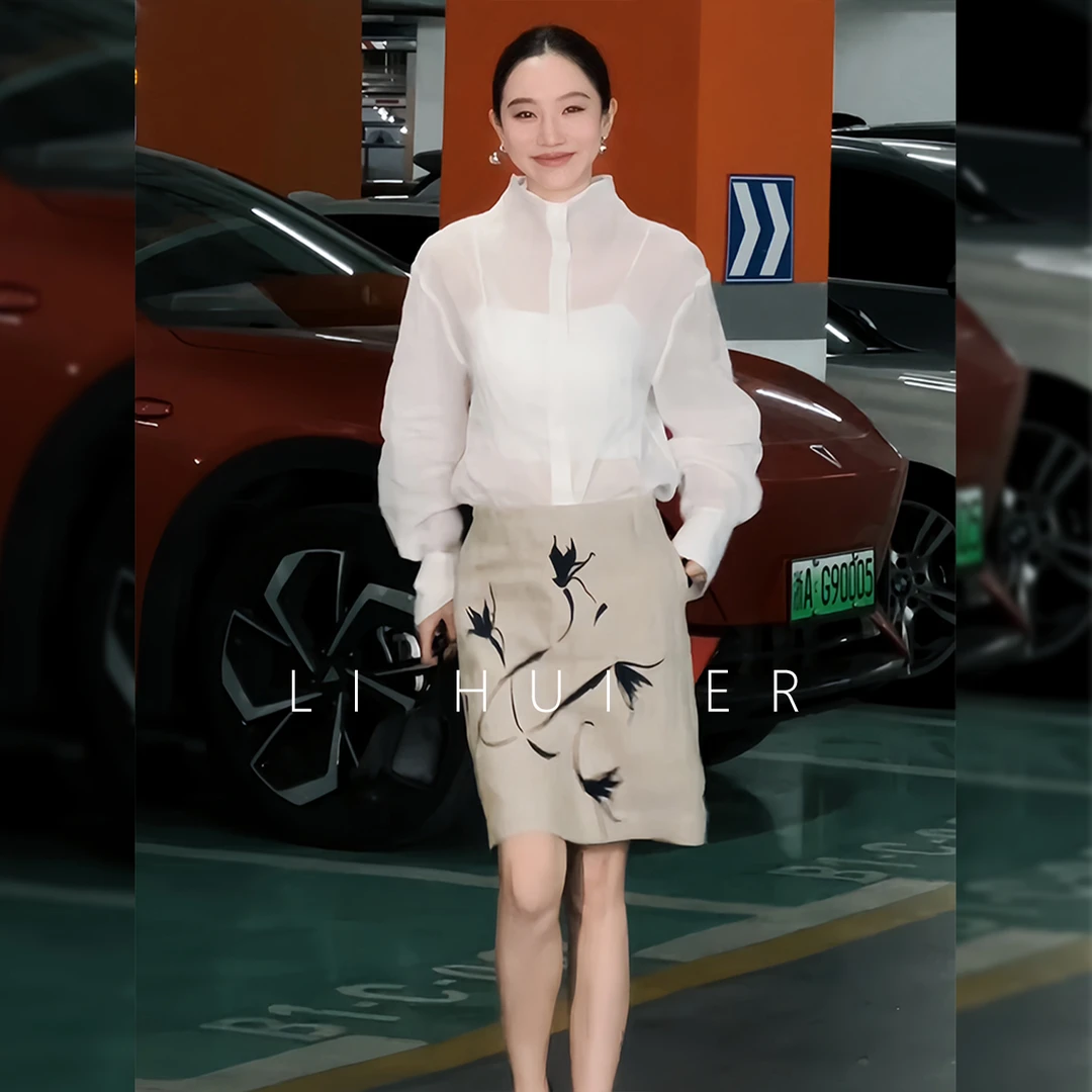 Li Hui Er【竹茶】2025春新款百搭艺术感设计半身裙短裙5527