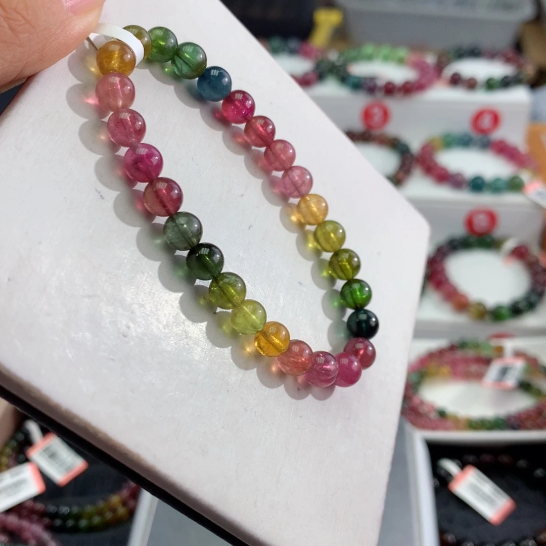 碧玺未镶嵌手链    6.8mm