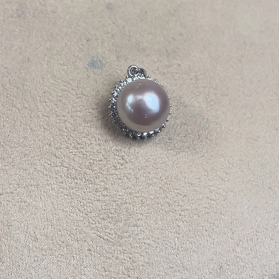 银S925镶嵌淡水珍珠吊坠(不含链)