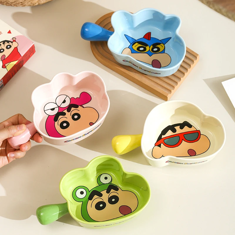 【西辰家】蜡笔小新手柄碗儿童饭碗家用专用高颜值沙拉陶瓷精致