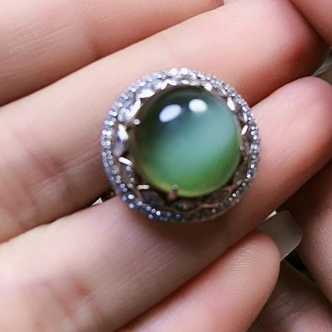 和田玉戒指银S925镶嵌