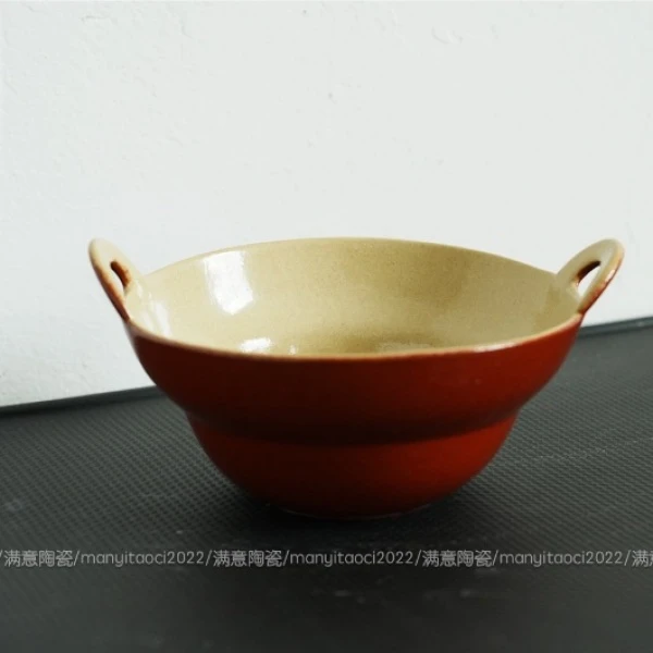 6.5英寸宫墙红双耳葫芦碗W0189