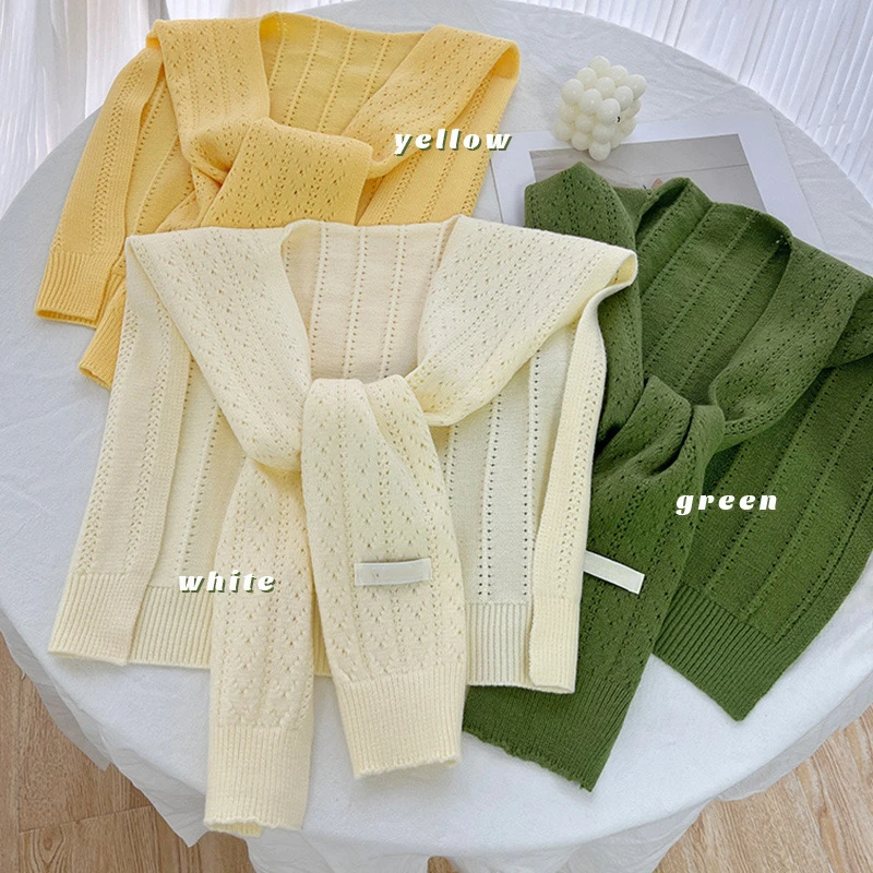 Love is long春季纯色披肩外搭交叉针织小披肩女空调房小坎肩