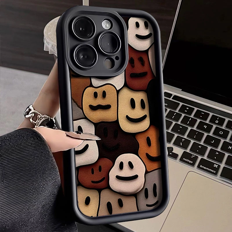 搞怪笑脸适用iphone16苹果手机壳15promax金刚砂14软13全包1211