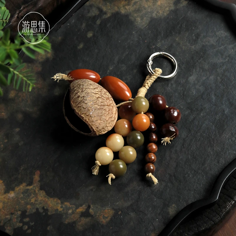 游思集【满愿挂件】天然菩提黑果壳新中式文玩国风盘玩包挂