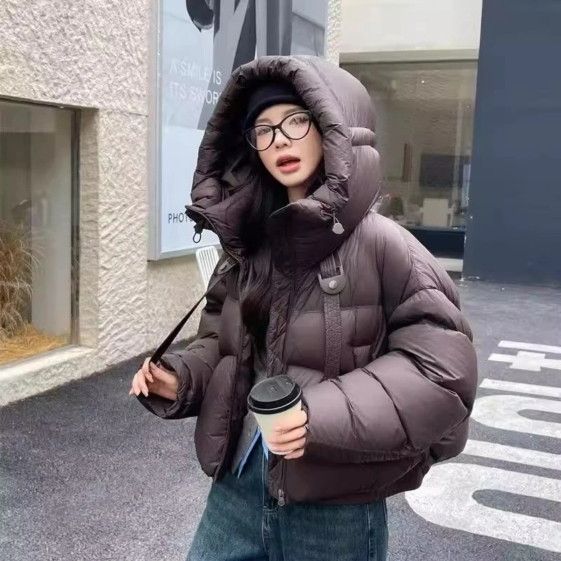 高品质泡芙短款羽绒服女冬季新款90白鸭绒加厚外套宽松面包服韩版