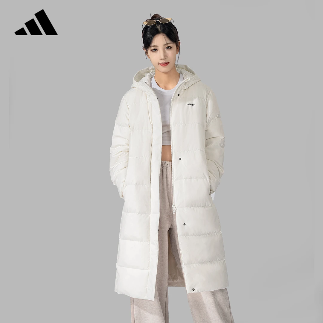 adidas/阿迪达斯长款羽绒服24冬新款连帽女款保暖鸭绒运动羽绒服