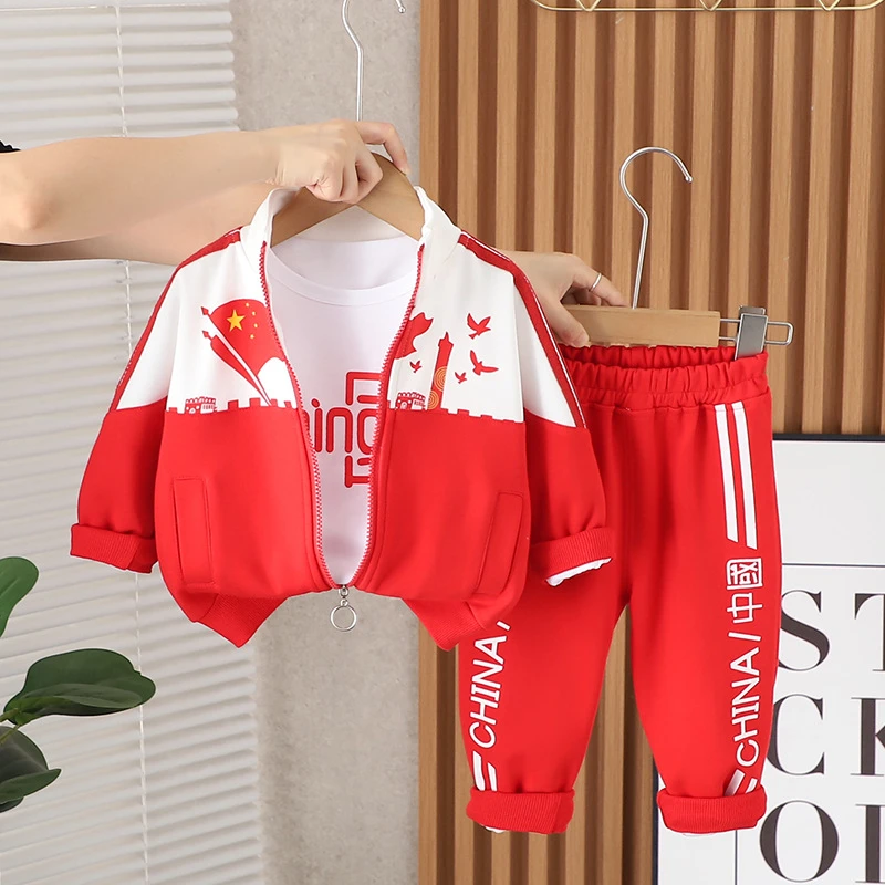 春秋运动三件套2025新款宝宝国潮秋季男女童时尚中国风套装潮