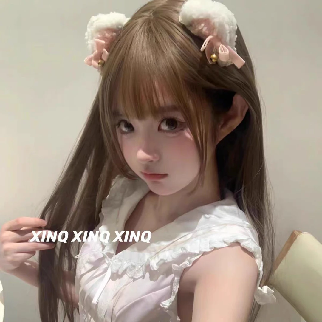 甜妹铃铛乖乖毛绒耳朵猫咪卡哇伊辣妹发卡拍照可爱发夹少女发饰