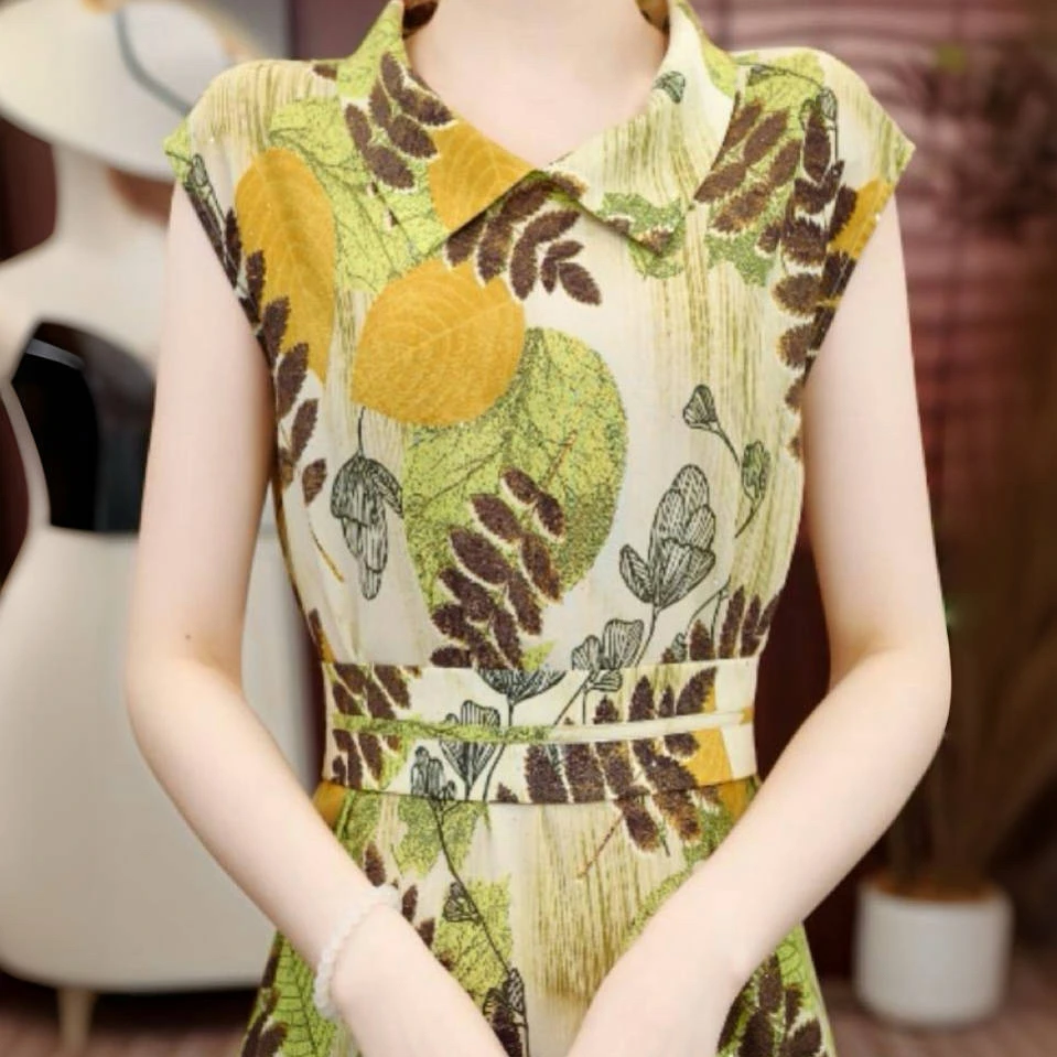 【送腰带】杭州原版正品2025夏季新款减龄高级感显瘦连衣裙E-4005