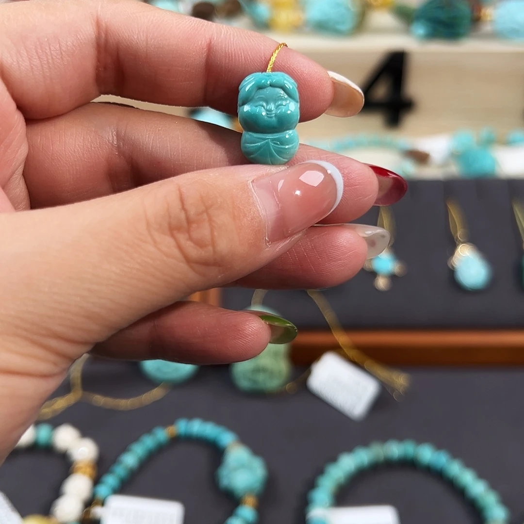 未镶嵌绿松石把件小唐人配饰