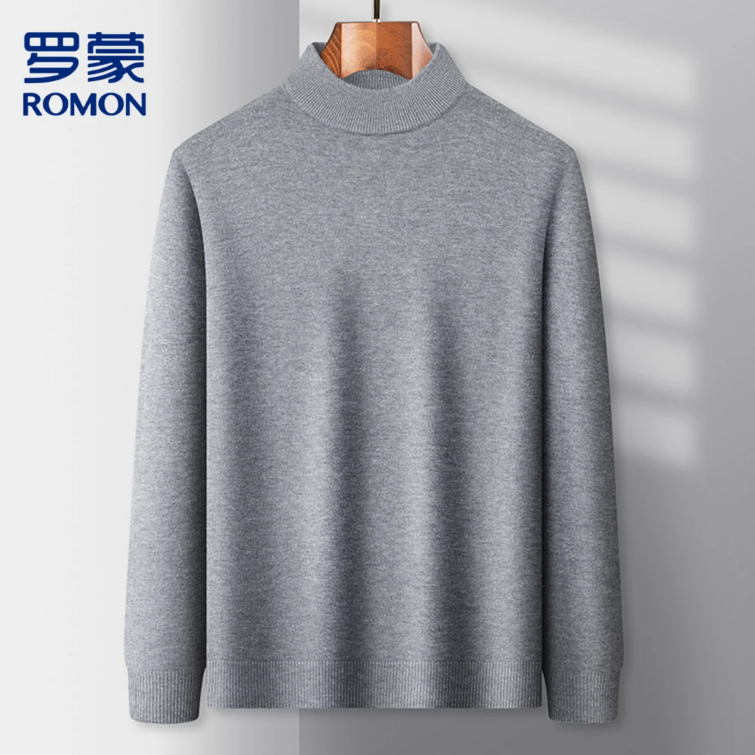 罗蒙半高领打底衫秋冬季男长袖保暖加厚内搭男士修身上衣