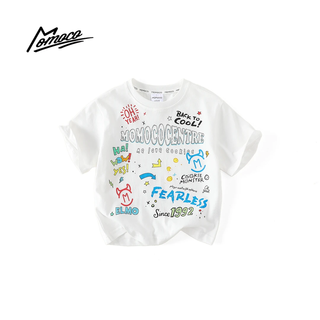 MOMOCO夏季男童印花短袖T恤满印夏装宝宝上衣清新休闲77230235134