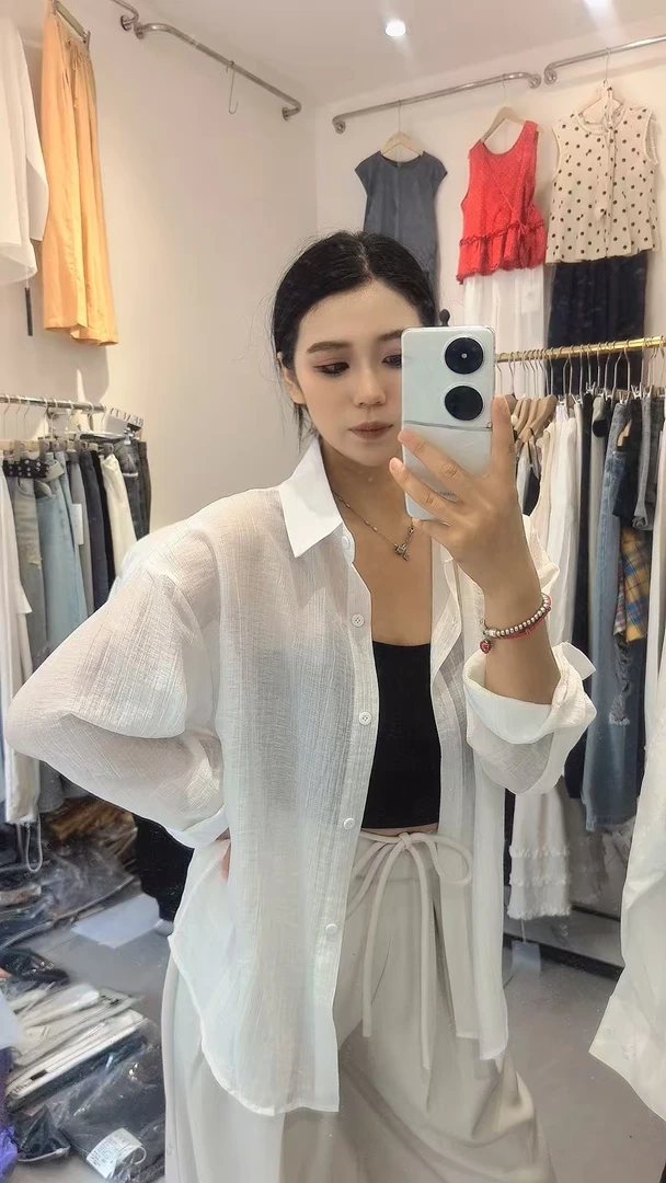 秋季慵懒风长袖薄款防晒夏季衬衫女装外套上衣防晒服