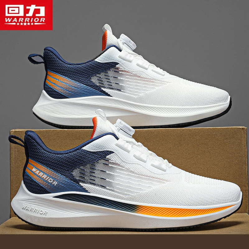 回力男鞋冬季透气2025新款旋钮飞织网面运动跑步休闲软底薄款轻便