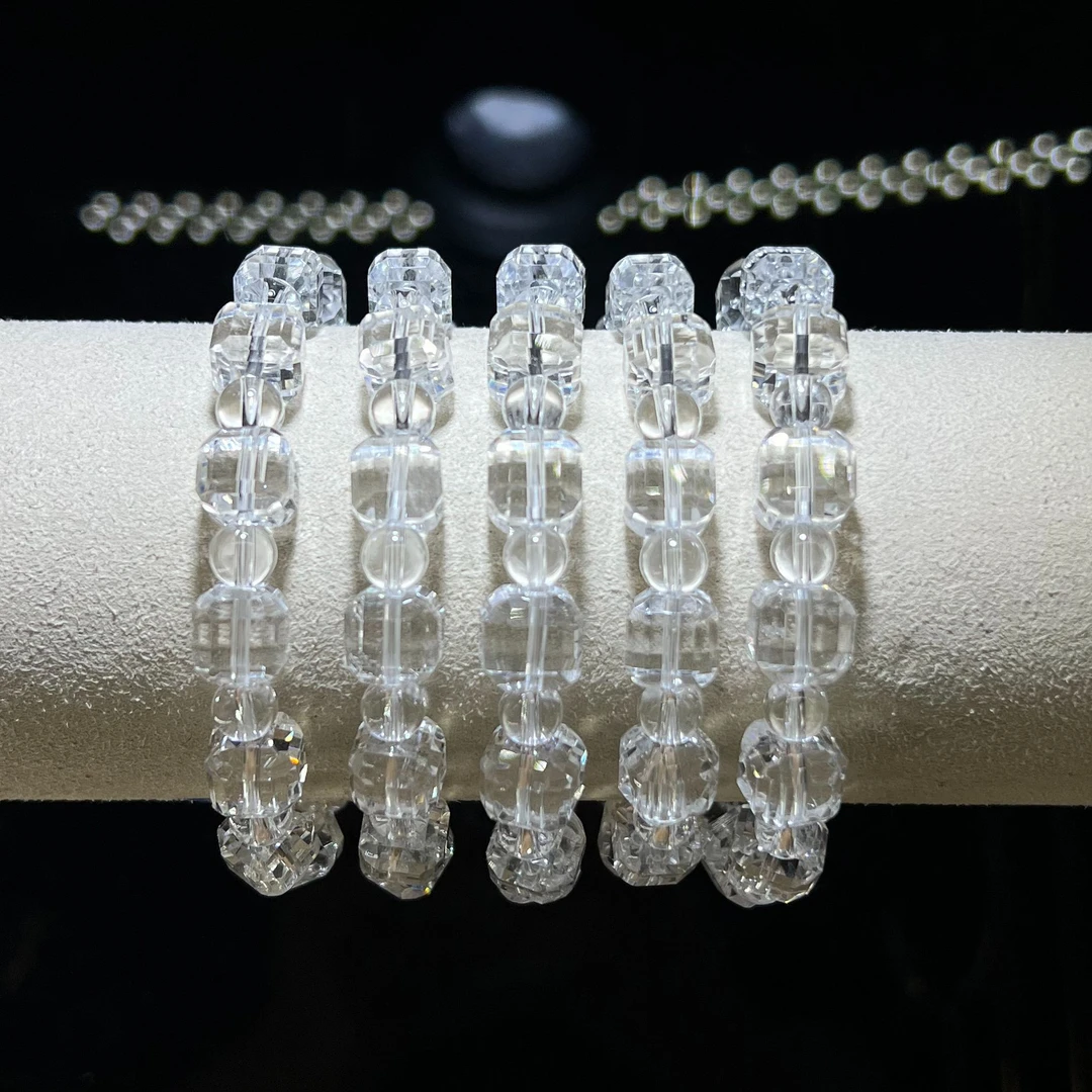 天然白水晶切面方糖手链（多样性发其一）