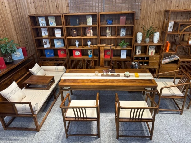 南美胡桃木新中式茶空间198悟道卓罗汉床9件套不包邮