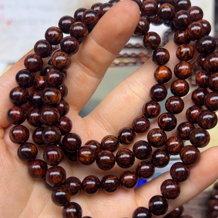 手串/手链花梨木类海南红降08-108黑金天花板超一档