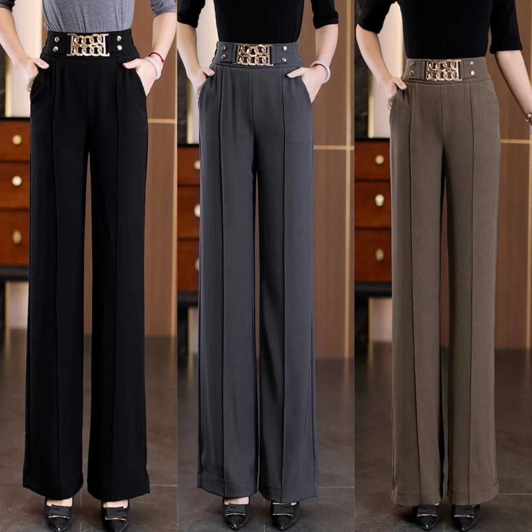 高腰阔腿裤宽松直筒气质休闲裤女裤薄款大码春夏夏季显瘦