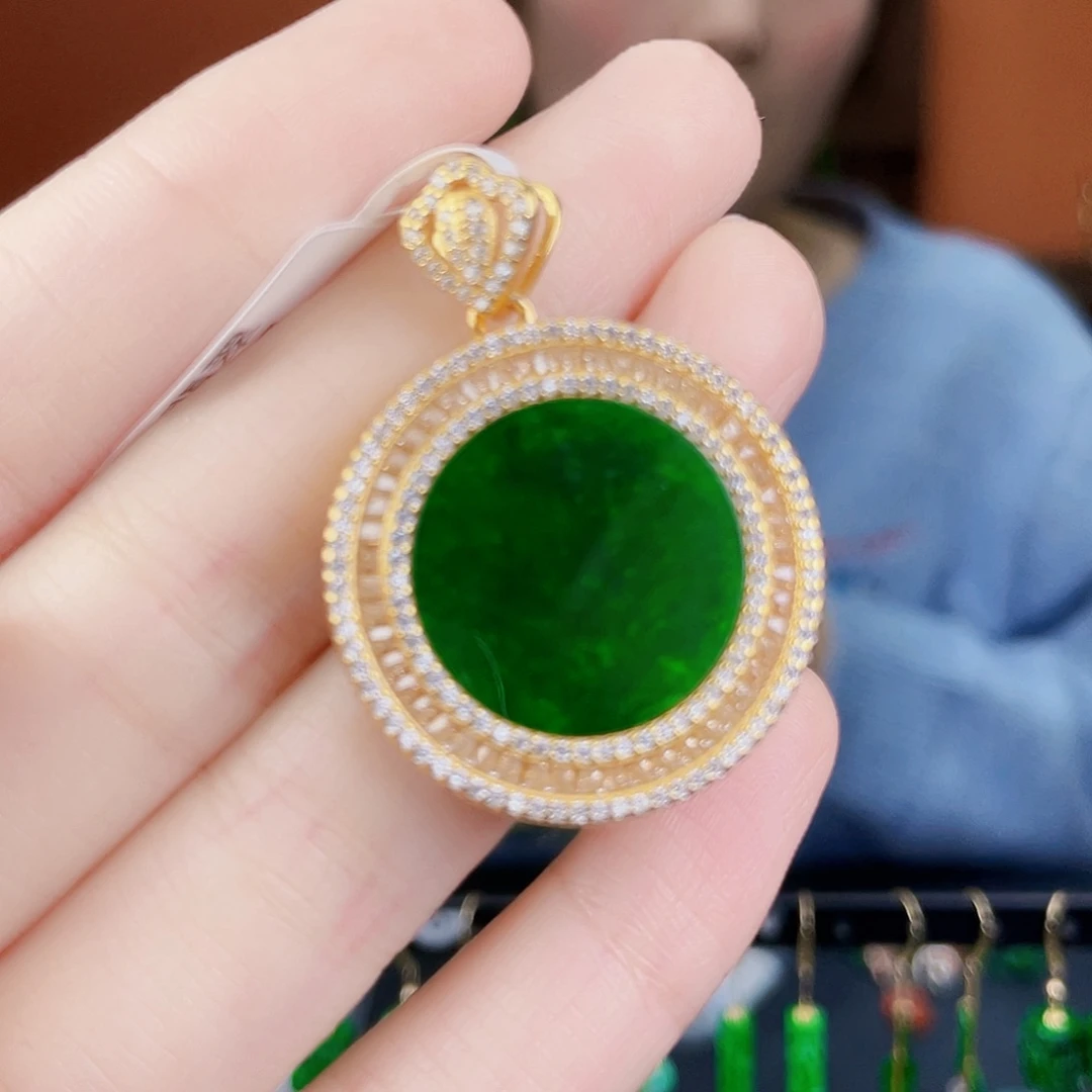 翡翠银S925镶嵌耳饰