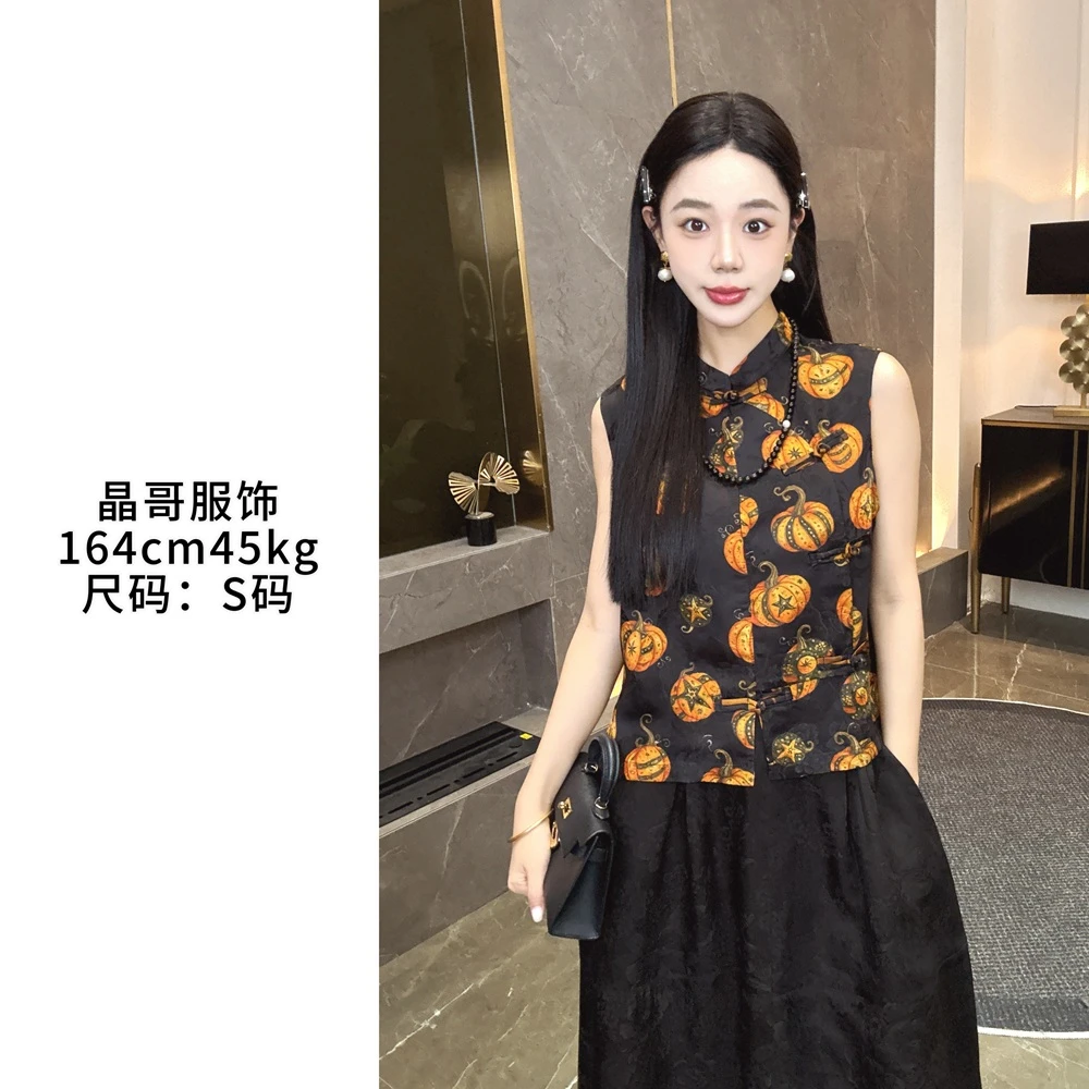 【金瓜】新中式休闲百搭显瘦时尚气质夏季国风薄款无袖上衣