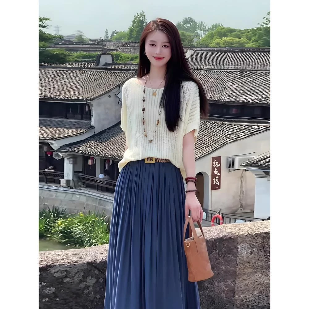 韩系风格穿搭一整套巨好看的夏装2025超火气质绝美半身裙两件套女