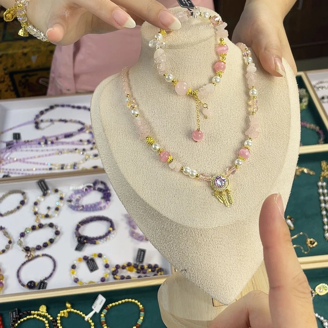 水晶手链银S925镀金镶嵌