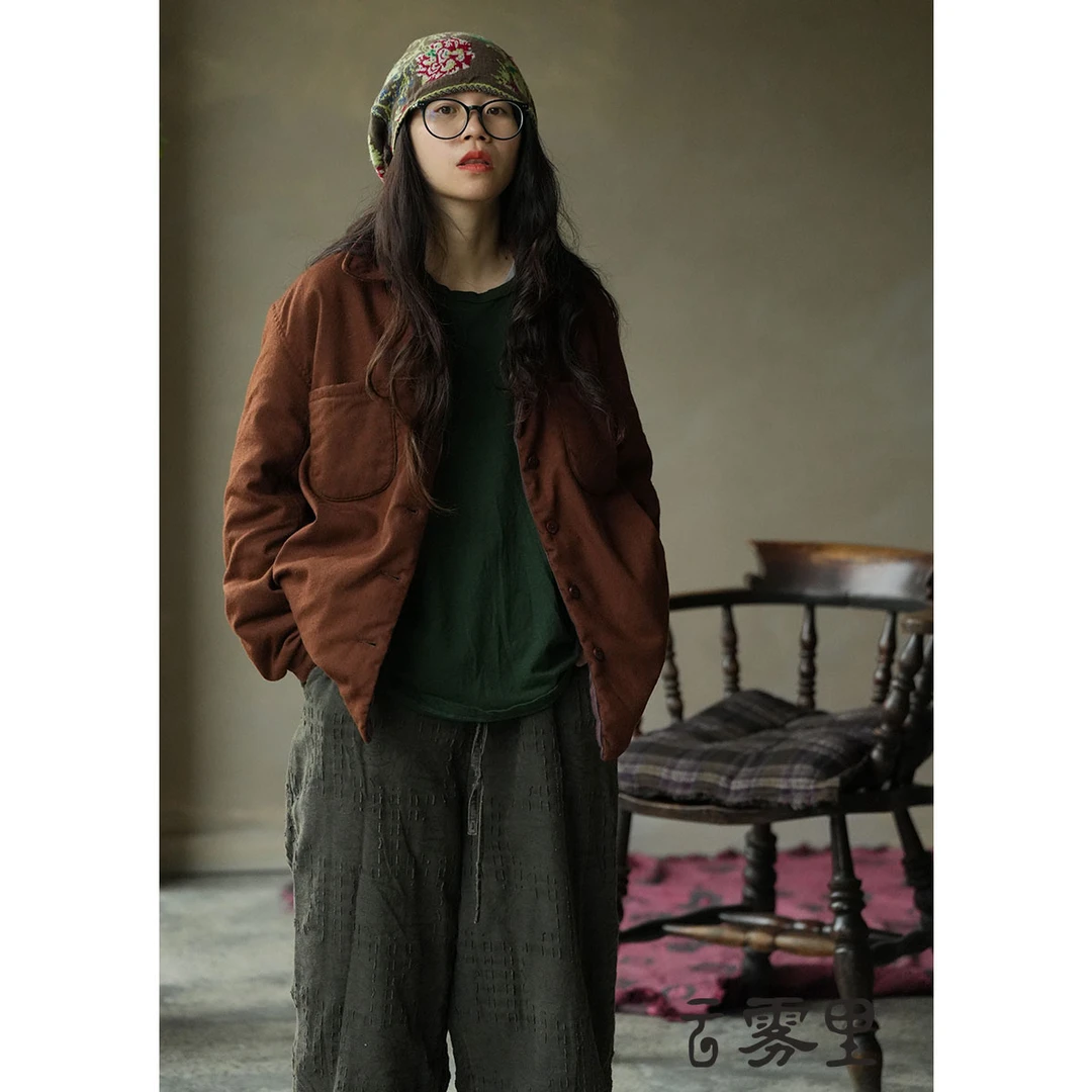 云雾里 原创设计复古文艺松弛感随性大气舒适保暖棉衬衫 3165
