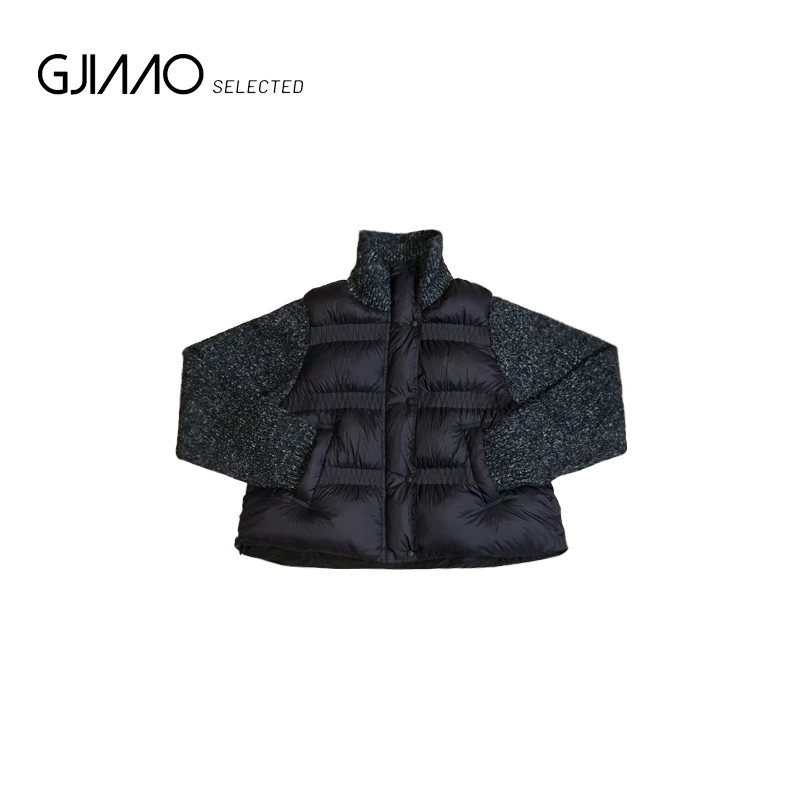 20097 拼接毛线袖两色羽绒服