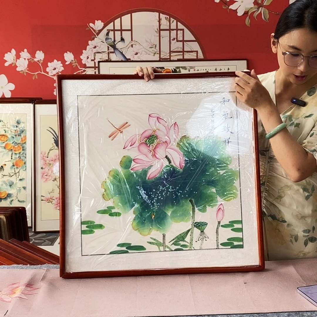 国画手写手绘带框包邮62✖️62国画作品
