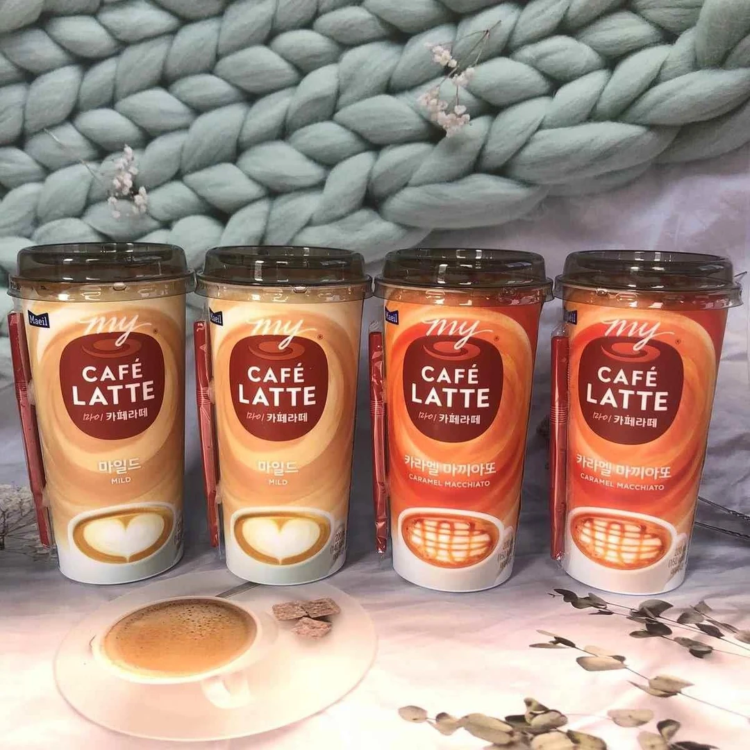 每日Maeil我的咖啡小馆拿铁原味焦糖咖啡饮料杯装即饮220ml