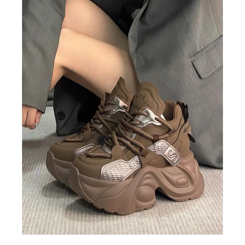 厚底秋季老爹鞋女小个子增高10cm女鞋黑色显瘦超高跟休闲运动鞋
