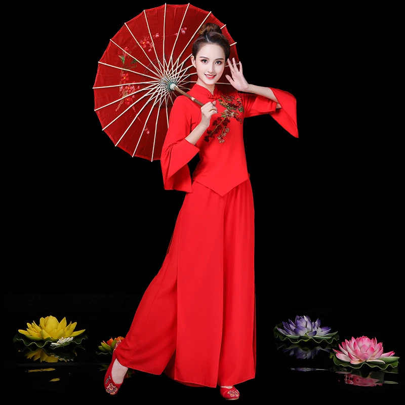 广场舞服装女新款中老年秧歌服团体扇子舞蹈演出服