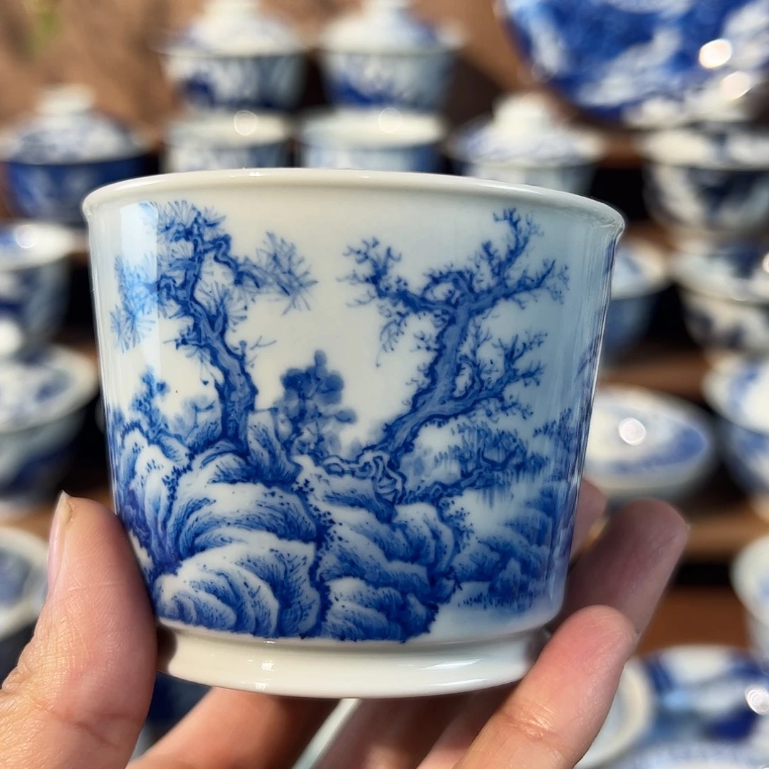 泥藝瓷梦山水直口容天杯