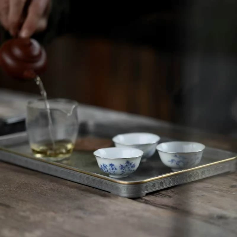 【斋居】岁寒清意·青花松竹梅三友杯(三个一组)（弥云S0469）