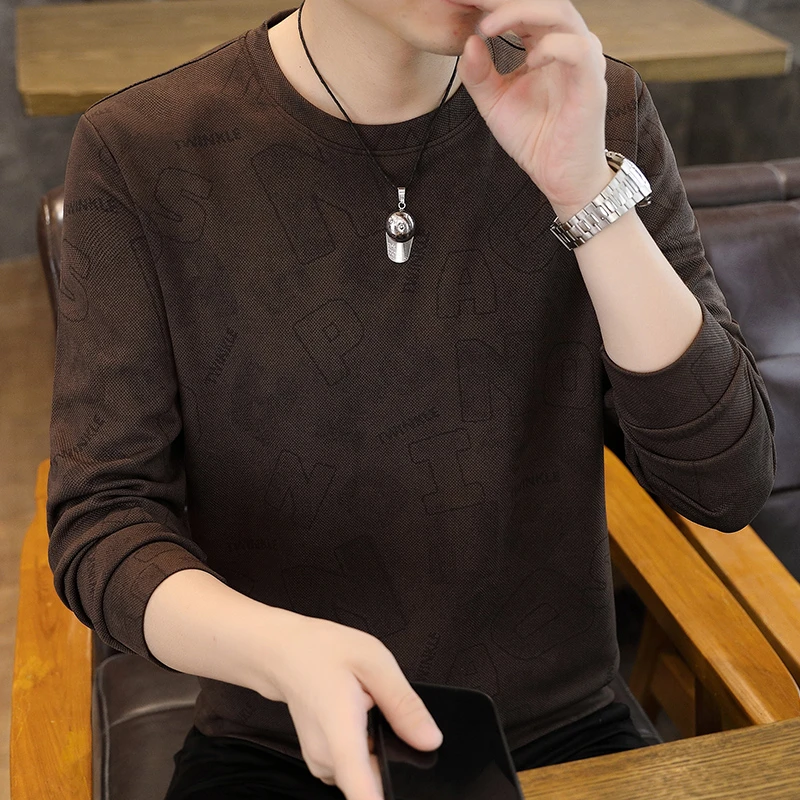 2025秋季扎染卫衣男韩版宽松大码圆领印花打底衫潮流青年帅气上衣