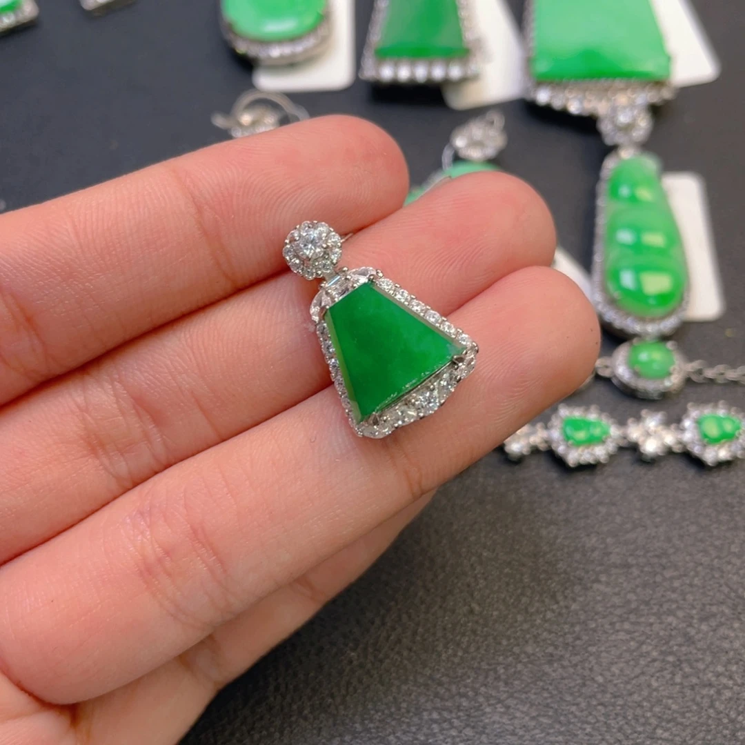 翡翠银S925镶嵌吊坠(不含链)