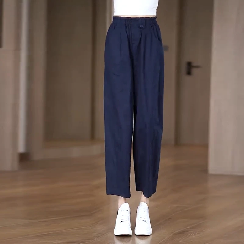 奶奶裤花苞裤夏季薄款女九分裤宽松小个子松紧腰显瘦工装哈伦裤