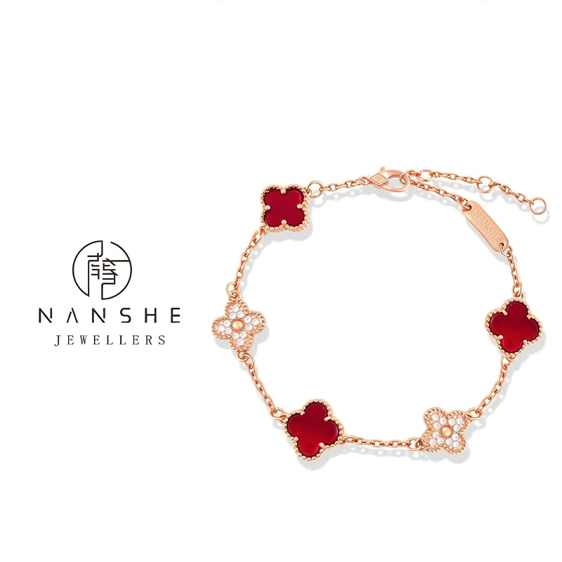 NANSHE/南奢 气质红色迷你四叶草手链L1376