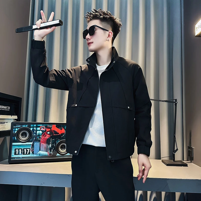 设计感立领夹克男春秋季潮牌痞帅休闲外套2025新款男士百搭上衣服
