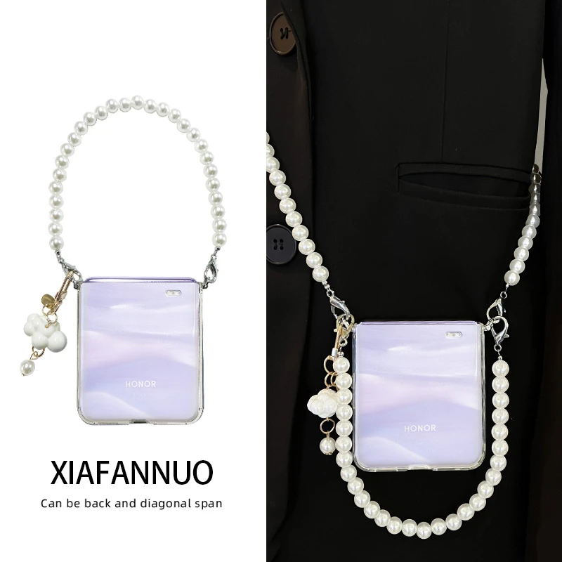 适用荣耀magicvflip2手机壳全包防摔华为外壳透明斜挎带挂绳软壳