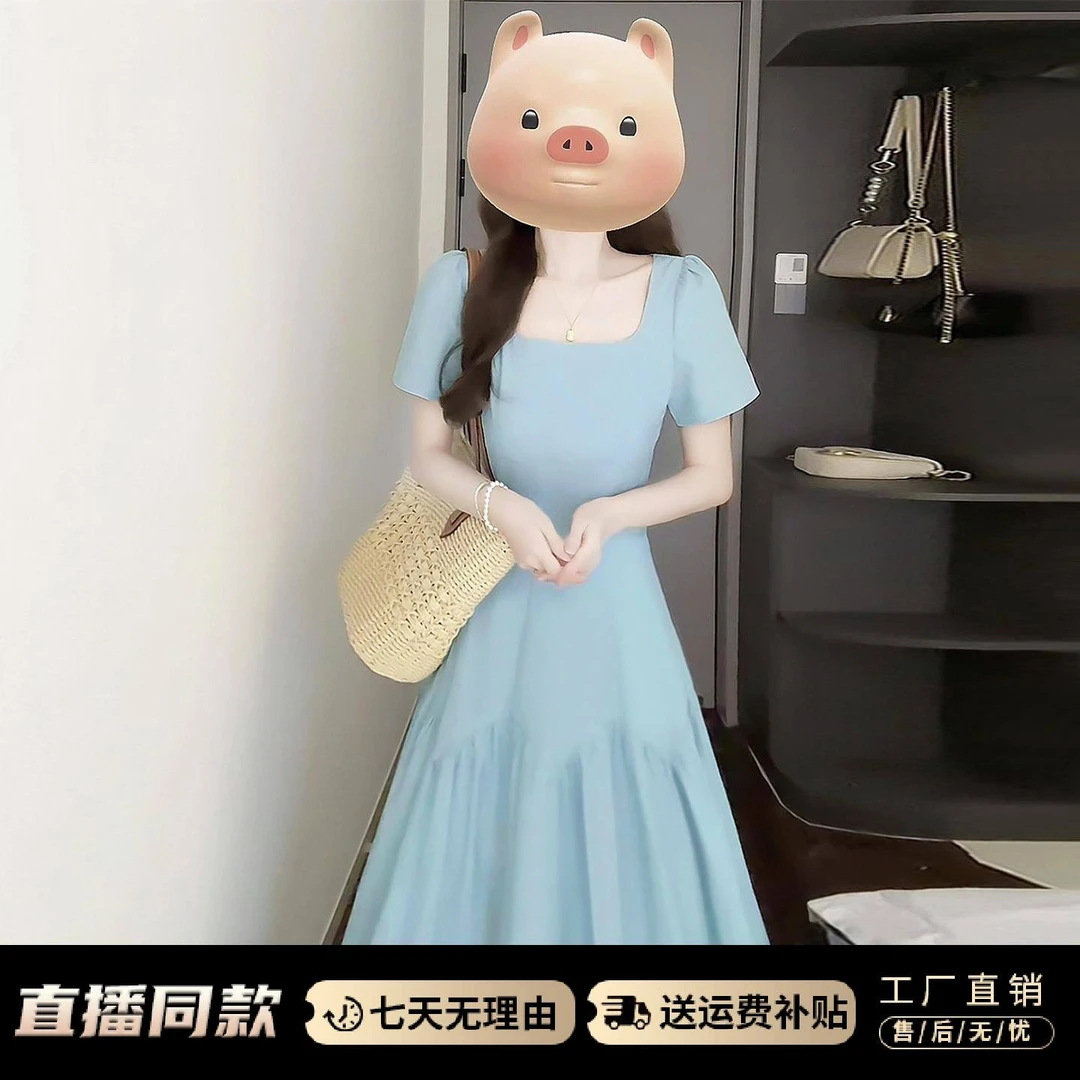 巨好看绝美小裙子简单大方得体连衣裙夏季2025新款女微胖掐腰长裙