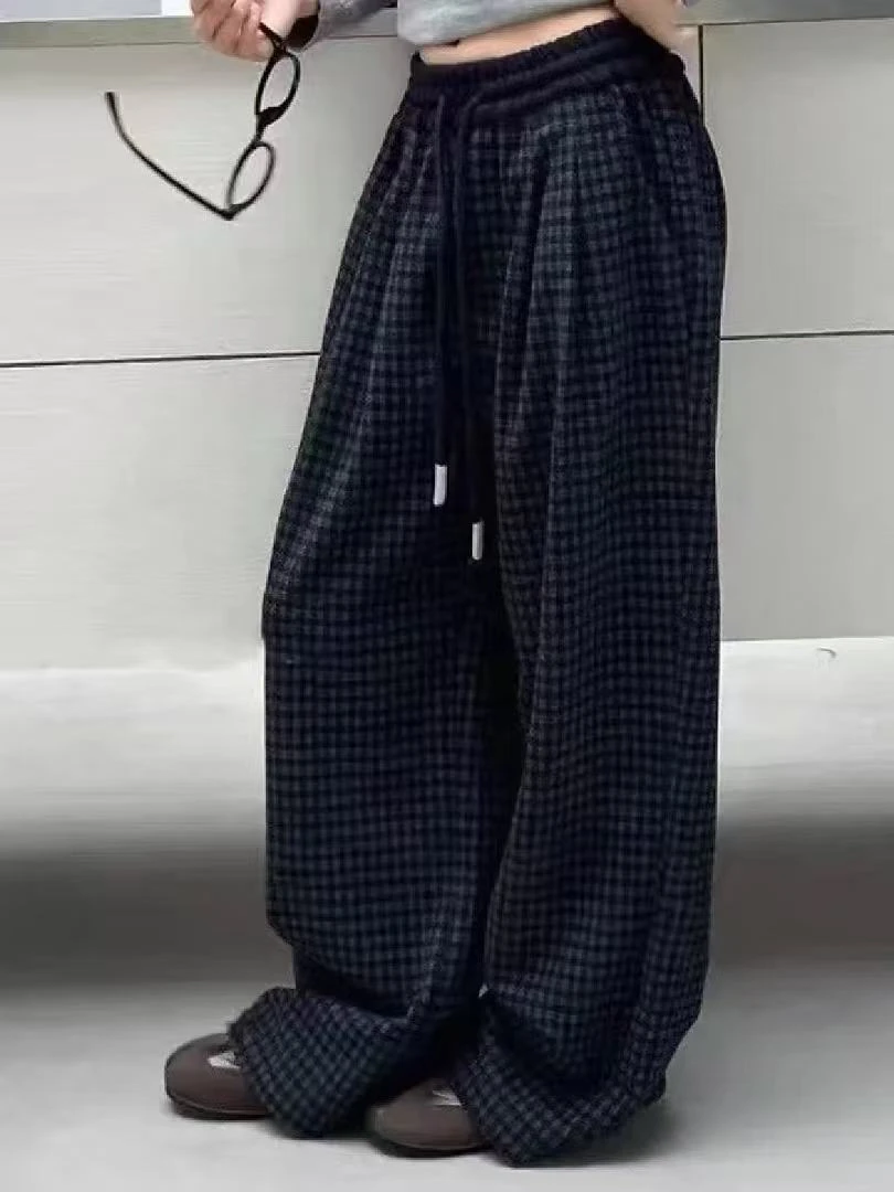 YD-韩系！秋季格子裤25新款休闲长裤女