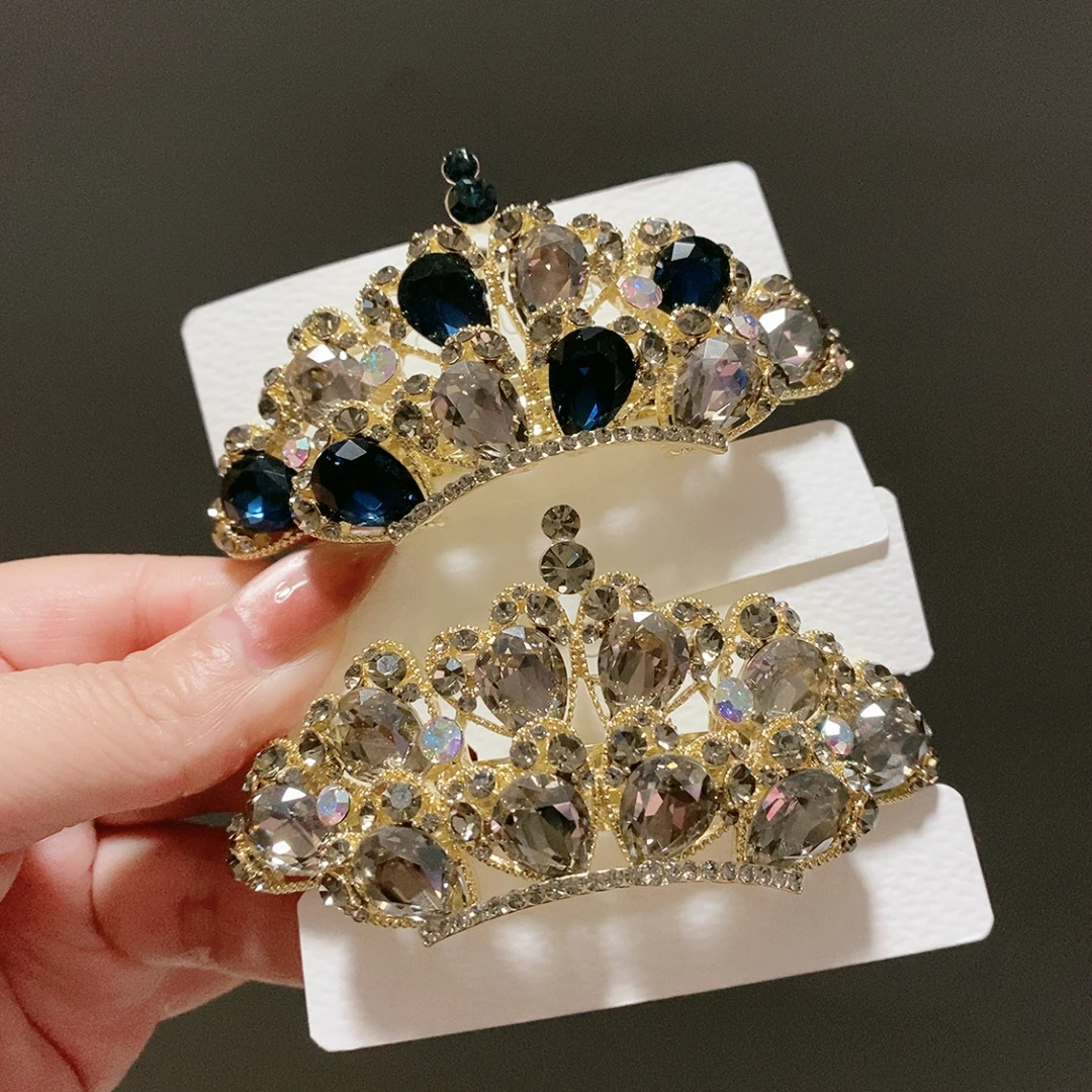 泛思重工轻奢灰色皇冠8公分弹马尾夹059韩式素款时尚