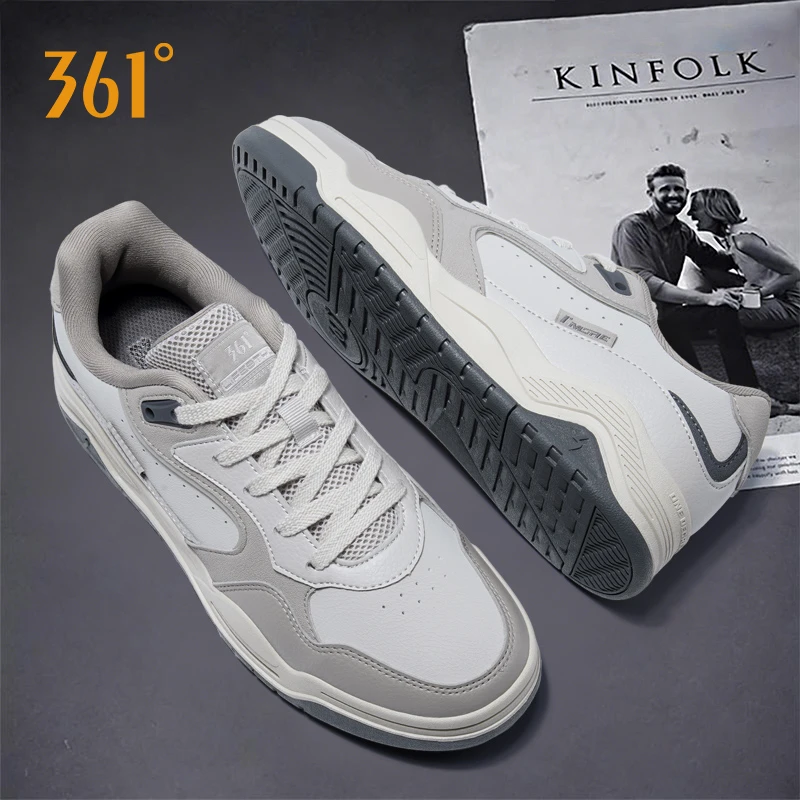 361°男鞋低帮板鞋男2025冬季新款学生正品休闲小白鞋皮面运动鞋男
