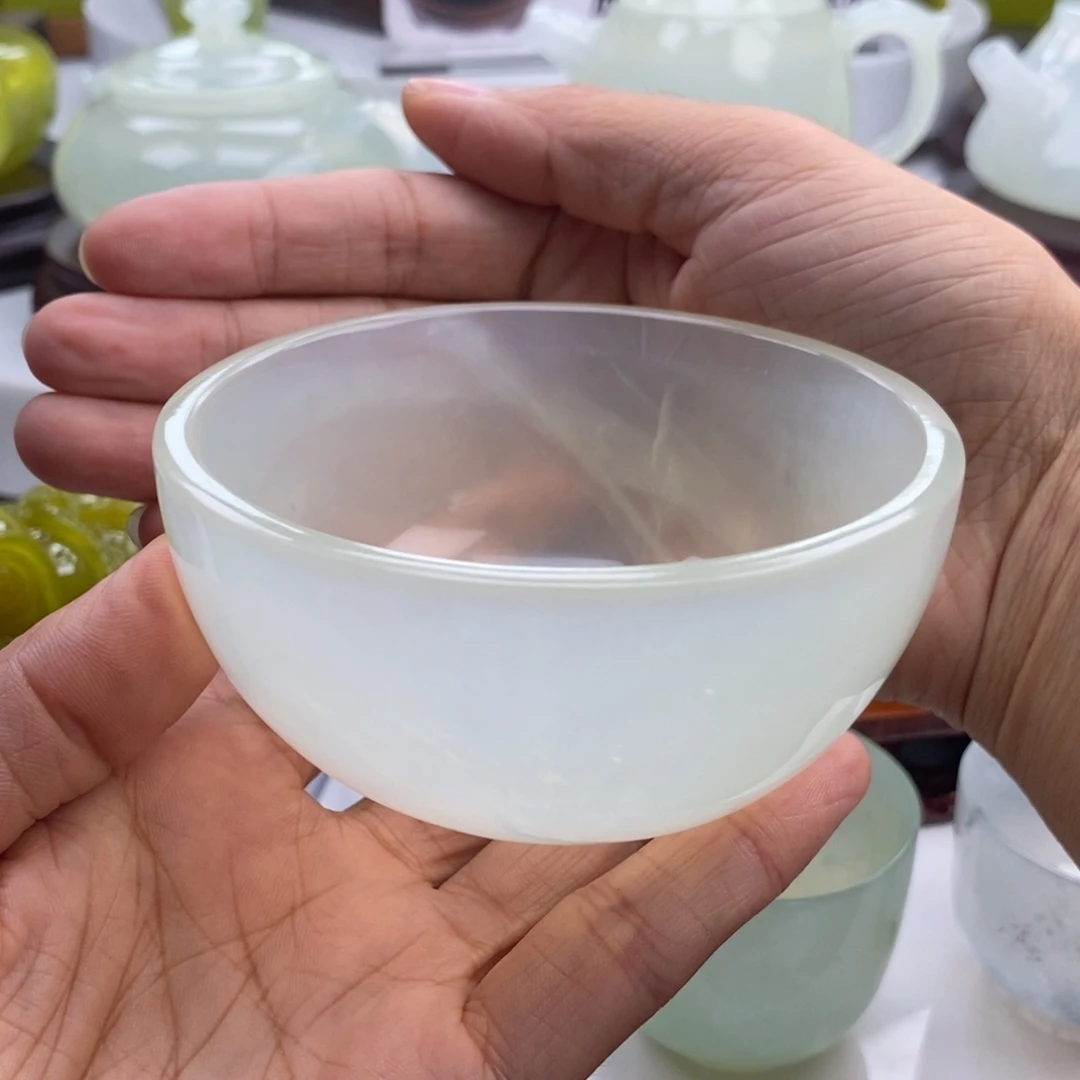 梦***剑未镶嵌岫玉四大名玉玉碗