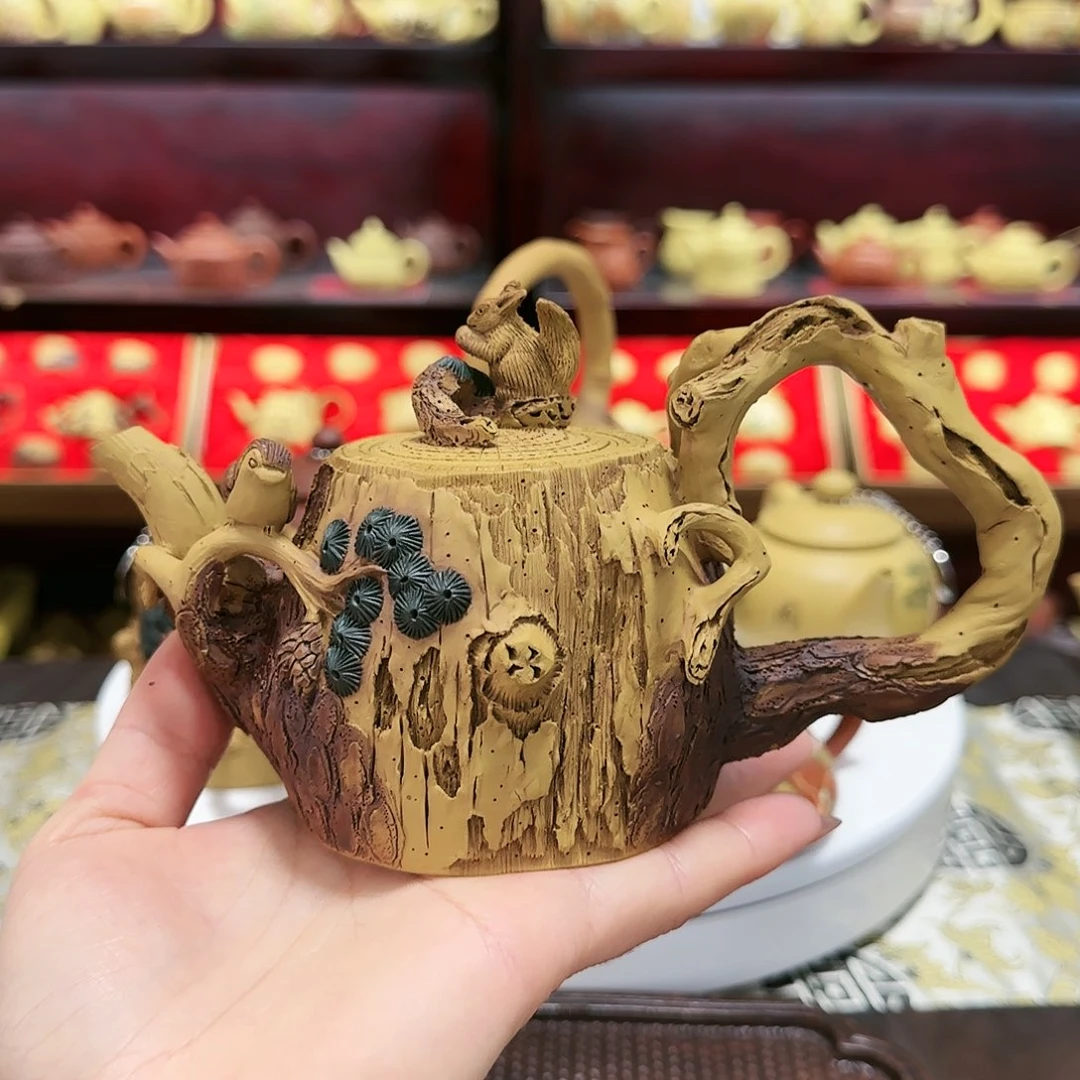 【闪购商品】段泥茶壶木**开枯木松鼠