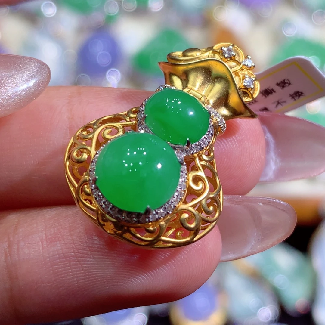 翡翠18K金镶嵌吊坠(不含链)