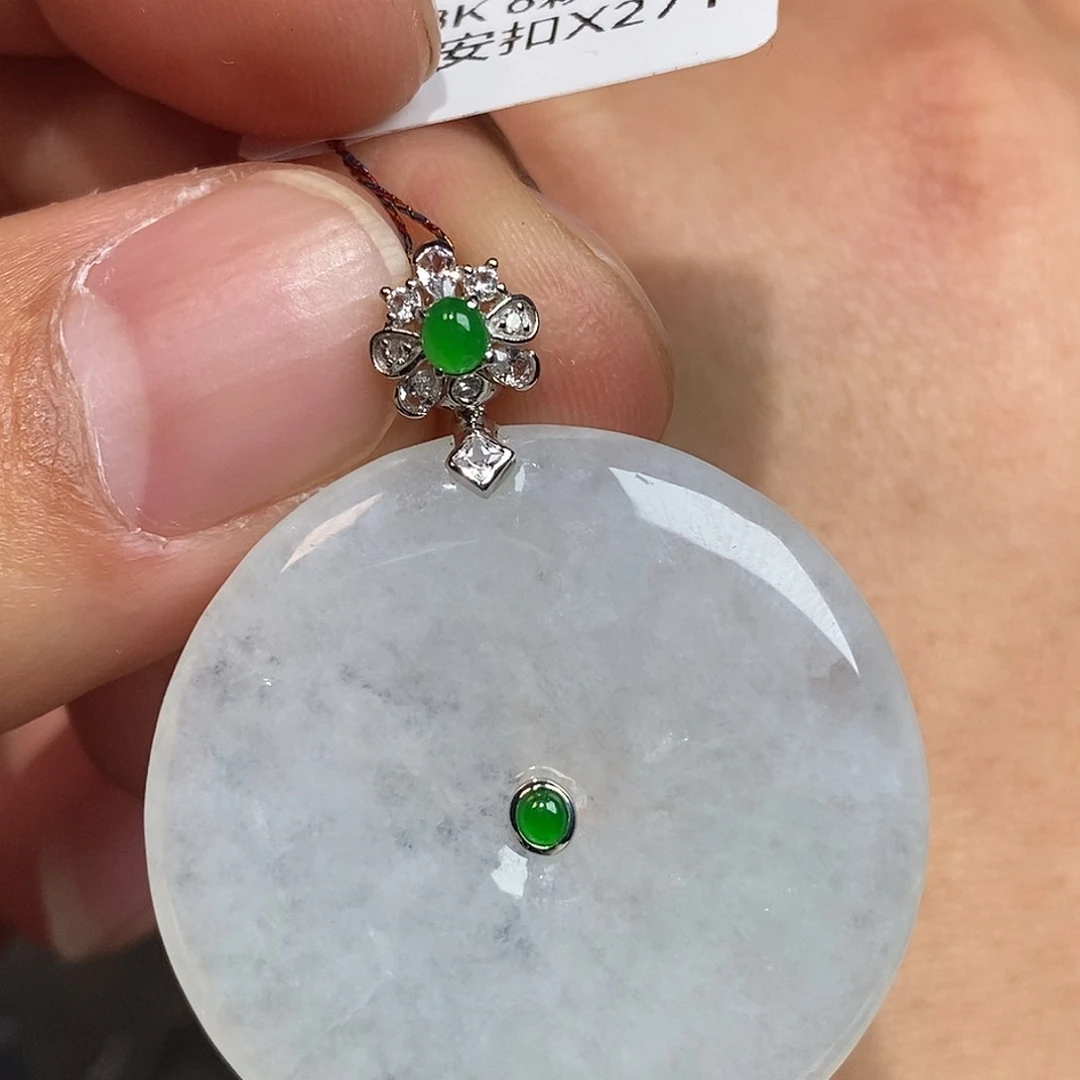 翡翠颈饰18K金镶嵌平安